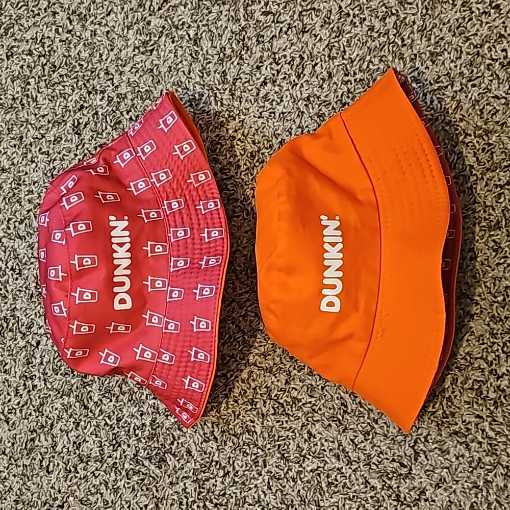 TWO Reversible Dunkin Bucket Hats